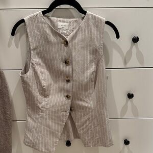 Striped Beige Sleeveless Vest